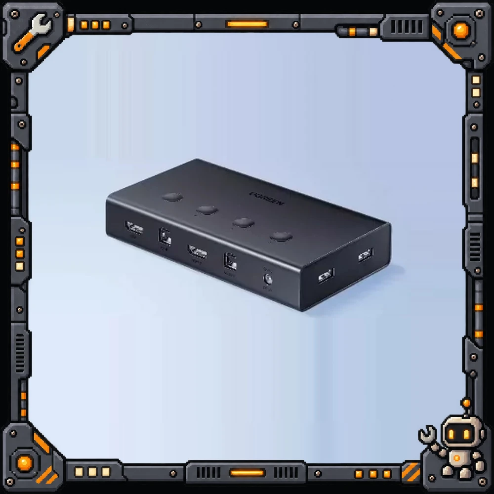 UGREEN 70439 HDMI 2.0 KVM Switch CM293 4 In 1 Out 4K 60Hz USB Keyboard Mouse Sharing Button Selector for 4 Computers