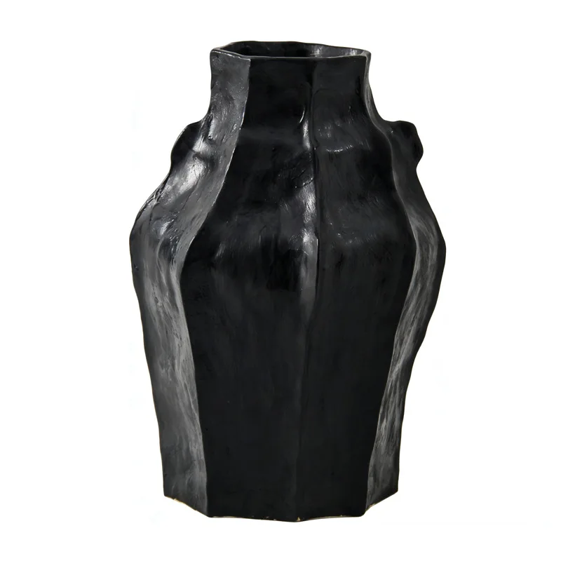 Vase ceramic retro floor-to-ceiling pottery pot ornament large advanced sense wabi-sabi wind flower device guest dining table