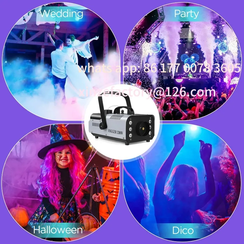 Aanpasbare Ejector Disco Kleurrijke Rookmachine DJ Kerstfeest Effecten Podium U'King 1200W Rookmachine 6LEDs Remote Fogger