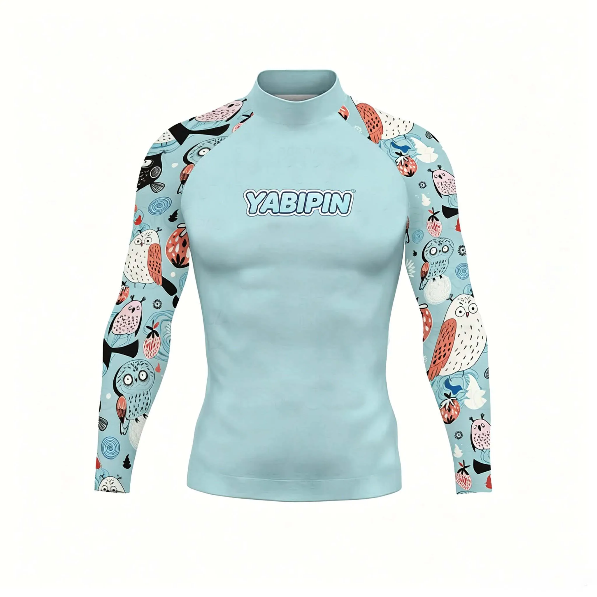 Men‘s Surf Shirt Stand Collar Letter Print Quick Dry UV Rash Guard Beach Swimwear