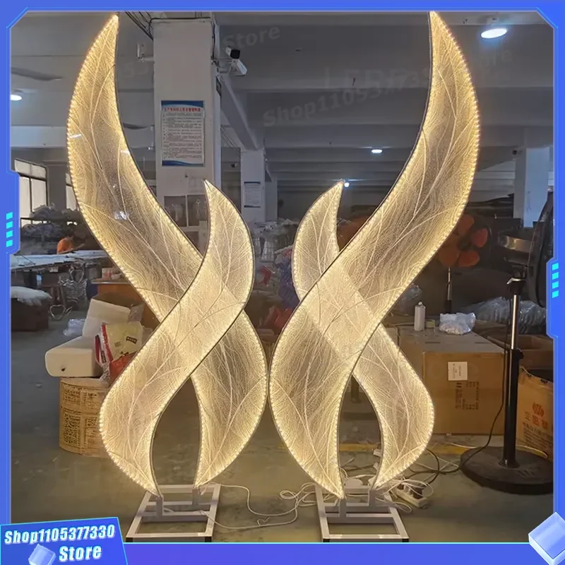 S Shaped LED Arch Frame Metal Organza Background Wedding Walkway Light Road Lead Wave Event Stage Decoration Props Metal S
