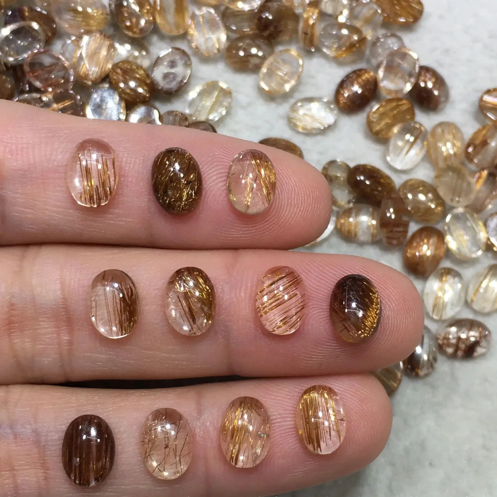 Wholesale 5pcs/pack Multi Rutilated Quartz Super 7 Quartz Cabochon4x6mm-8x10mm Ovals Gemstone Cabochon Ring Jewelry Face
