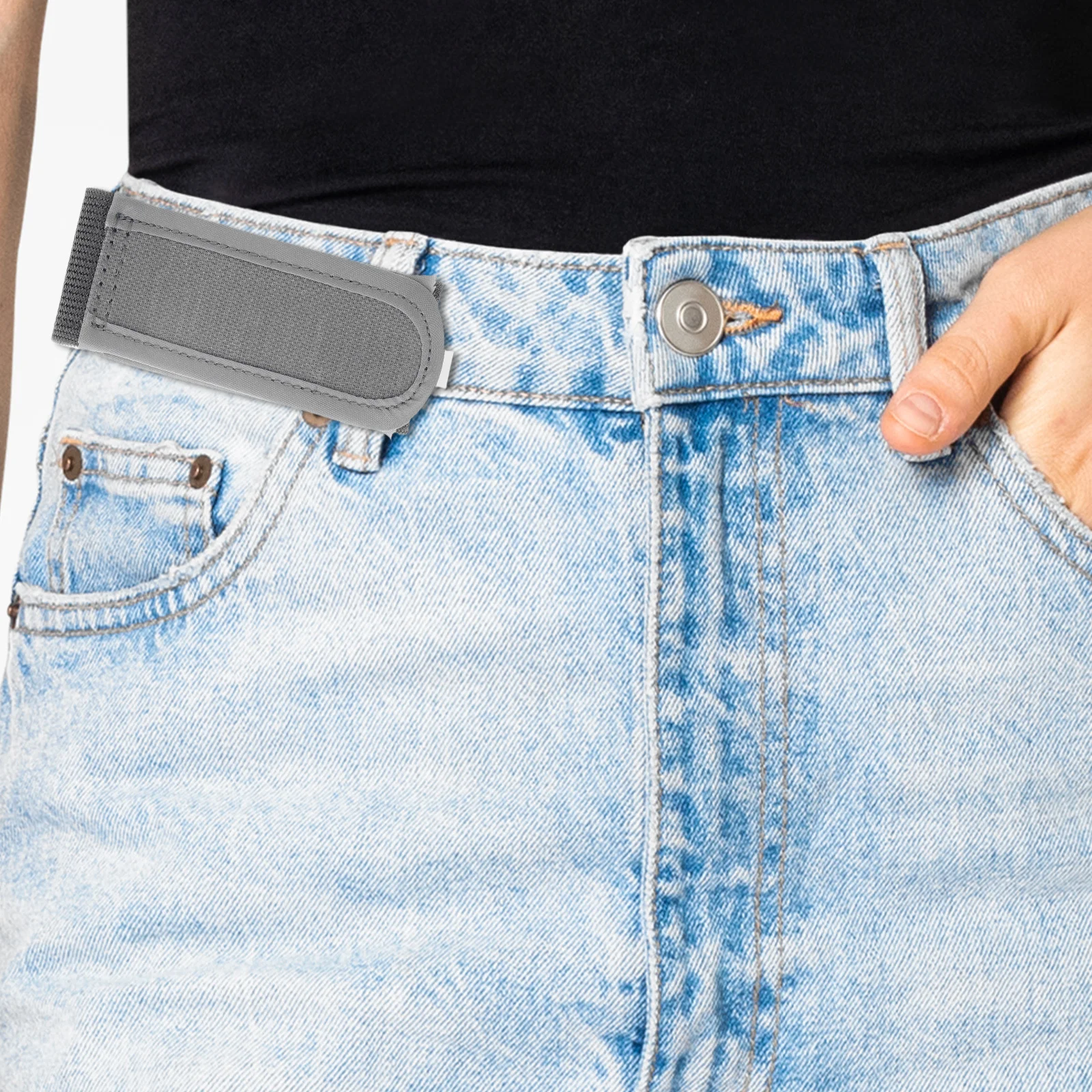 

1 Pair Unisex No Buckle Elastic Waist Belt Hook Loop Fastener Stretchy Dress Casual Wear Jean Belts Women Men Durable Nylon