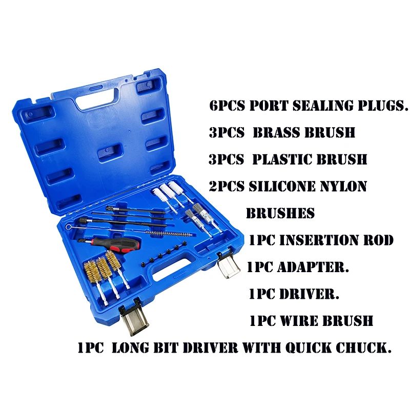 19PCS Universal Injector Seat Cleaning Set Diesel Engines Cleanner Brush Kit