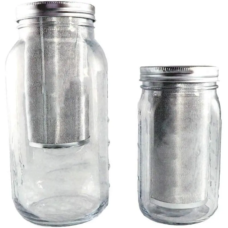 

2 фильтра для кофе для баночки Mason с широким горлышком из нержавеющей стали и ультратонкой сеткой для чая-BAAQ