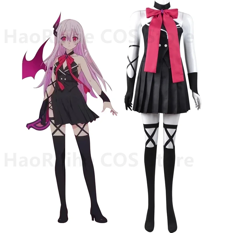 فستان كوسبلاي أنيمي إنجج كيسارا التأثيري فستان نسائي مثير باللون الأسود تنورة قفازات جوارب مجموعة ملابس حفلات الهالوين