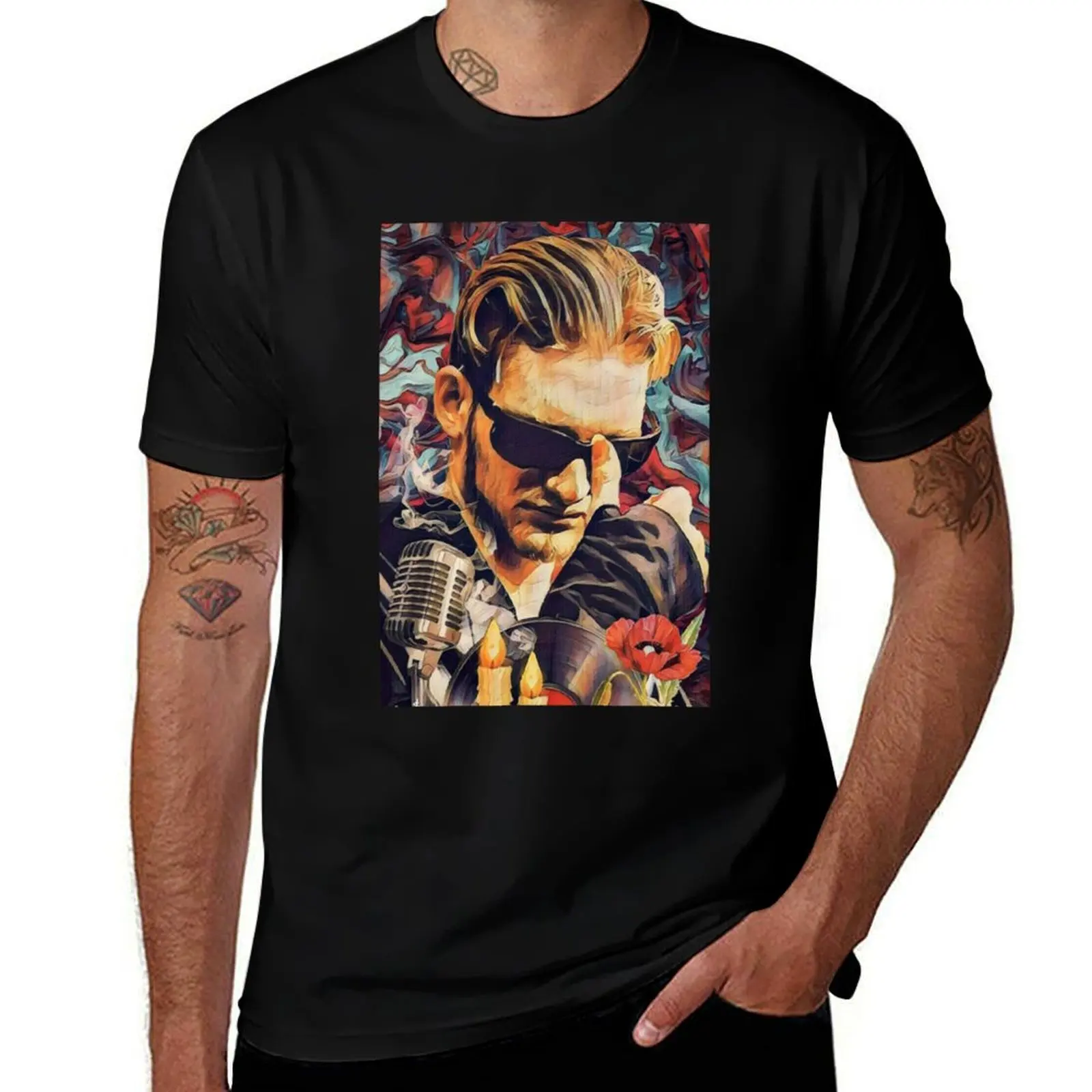 Layne Staley Tattoo , art T-Shirt Work Short Sleeve Cotton Top
