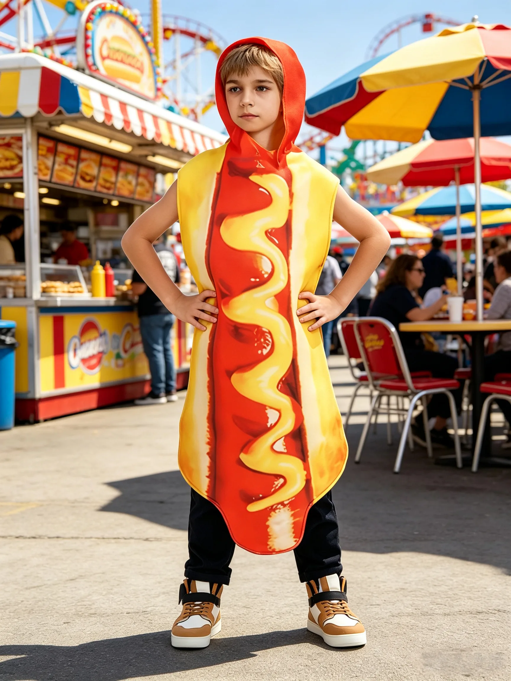 Sleeveless Jumpsuit - Cadılar Bayramı Çocuk Hot Dog Kostümü