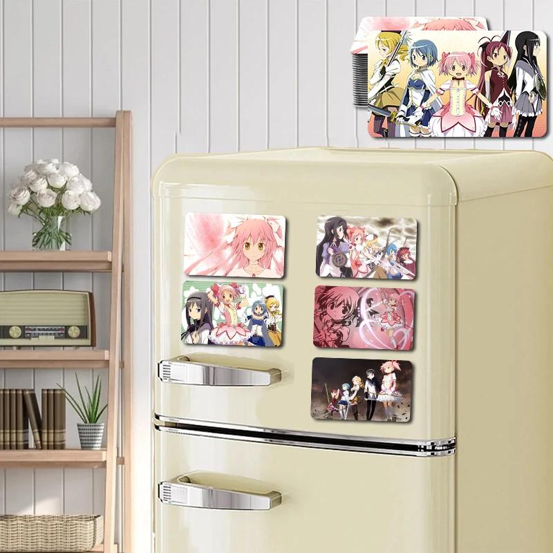 NewPuella Magi Madoka Magica Sublimation Magnet Blanks Personalized Fridge Magnet for Home Kitchen Refrigerator Wall Door Office