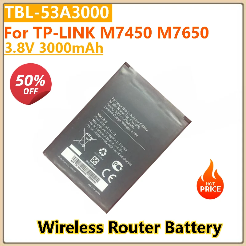 

TBL-53A3000 3.8V 3000mAh Wireless Router Battery For TP-LINK M7450 M7650 WIFI Router Batteries High Quality