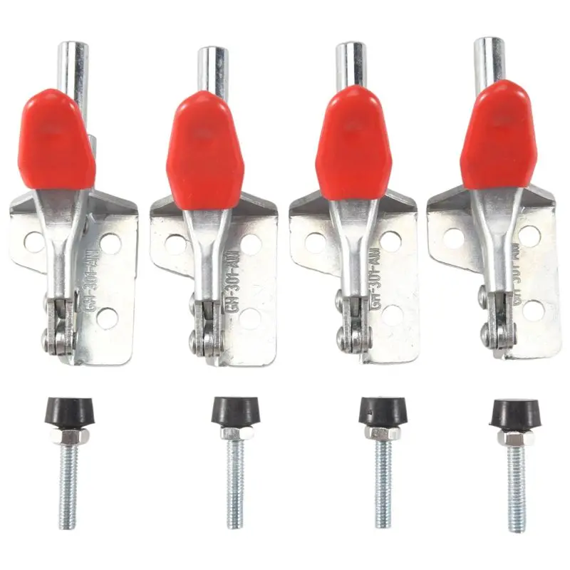 A21Q -4Pcs GH-301AM 45Kg Toggle Clamp Quick Release Pull Action Vertical/Horizontal Type Clamps Hand Tool For Woodworking