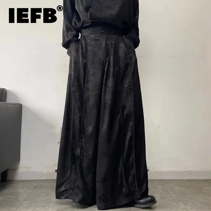 

Брюки IEFB Женские Жаккардовые, повседневные однотонные плиссированные брюки с широкими штанинами, украшенные бахромой, в китайском стиле, 9C4695