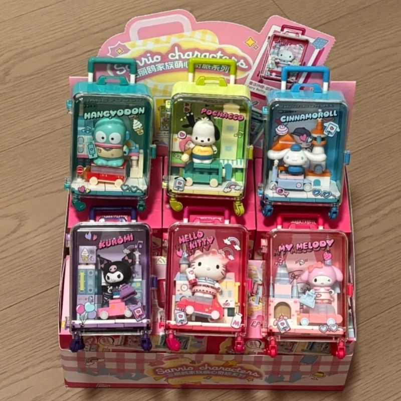 

Sanrio Suitcase Building Block Hello Kitty Assembled Model Kuromi Cinnamoroll Figure Toy Animation Peripheral Birthday Gift