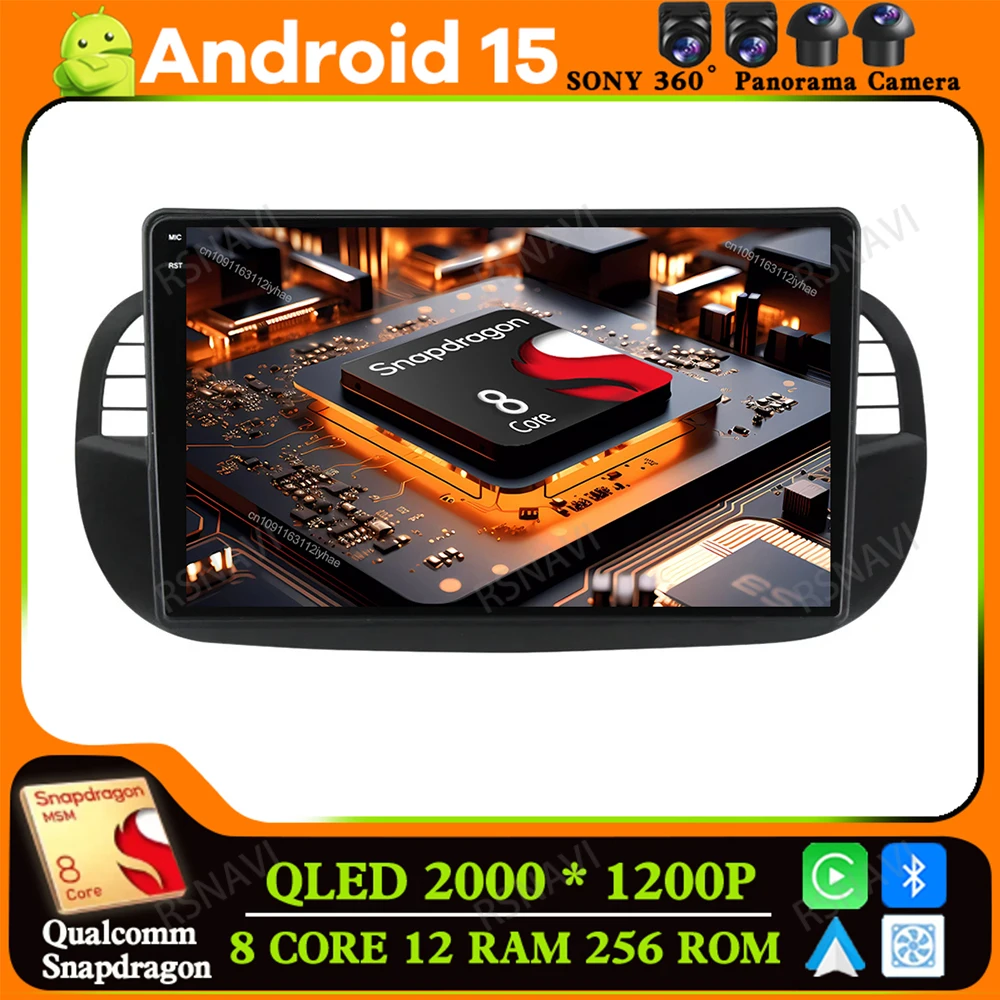 

Android 15 For FIAT 500 Multimedia DSP Navigation Qualcomm Head Unit GPS Car Radio BT Viedo Player 5G WIFI AUTO