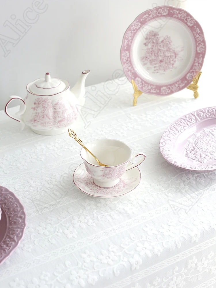 French Purple Neverland Ceramic Plates and Bowls Vintage Relief Pasta Dinner Plates Rice Bowl Serving Tray Nordic Home Tableware
