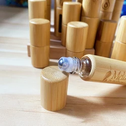 Roll on Bottle Natural Bamboo 5ml 10ml Mini Perfume Bottle Portable Roll-On Essential Oil Container Cosmetic Sample Packaging