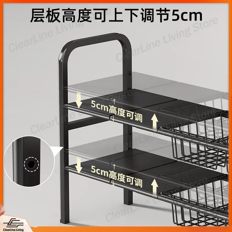 Retractable Kitchen Sink Rack for Cabinets Multi Layer Pot Storage Organizer Space Saving Adjustable Dish Rack for Pots Pans