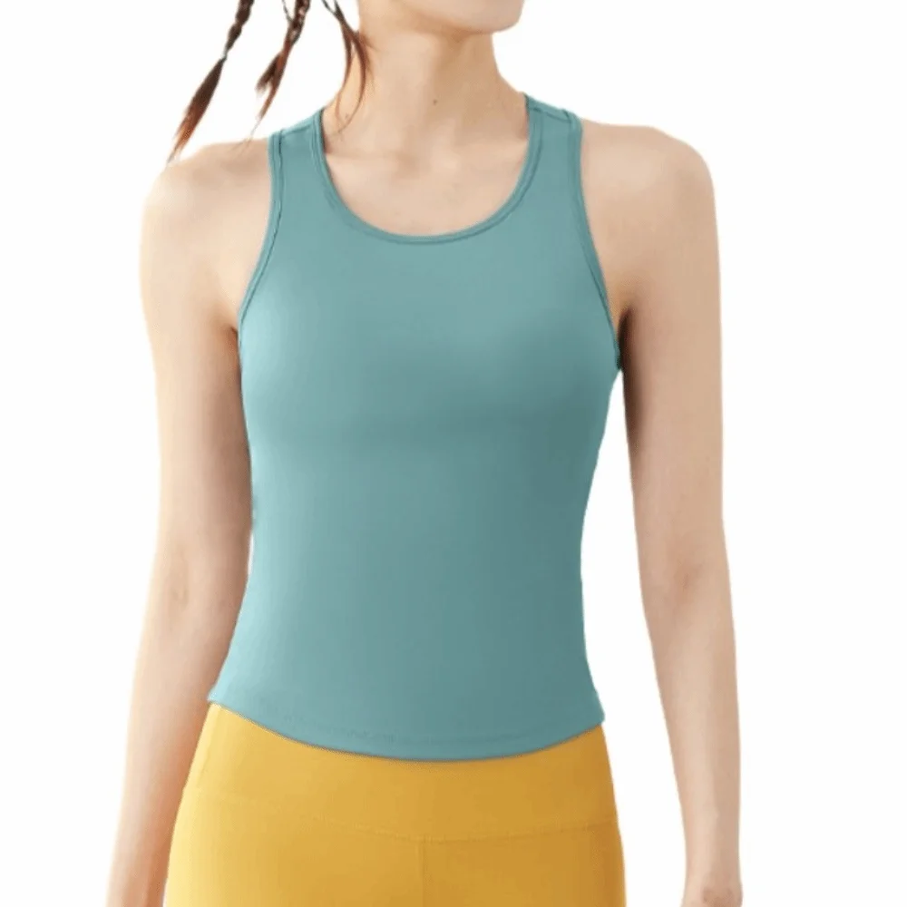 

Lightweight Anti-Light Yoga Vest Round Neck Design Non-Running Cup Tight Body Vest Soft Integrated Style Sports Vest Gym Wear