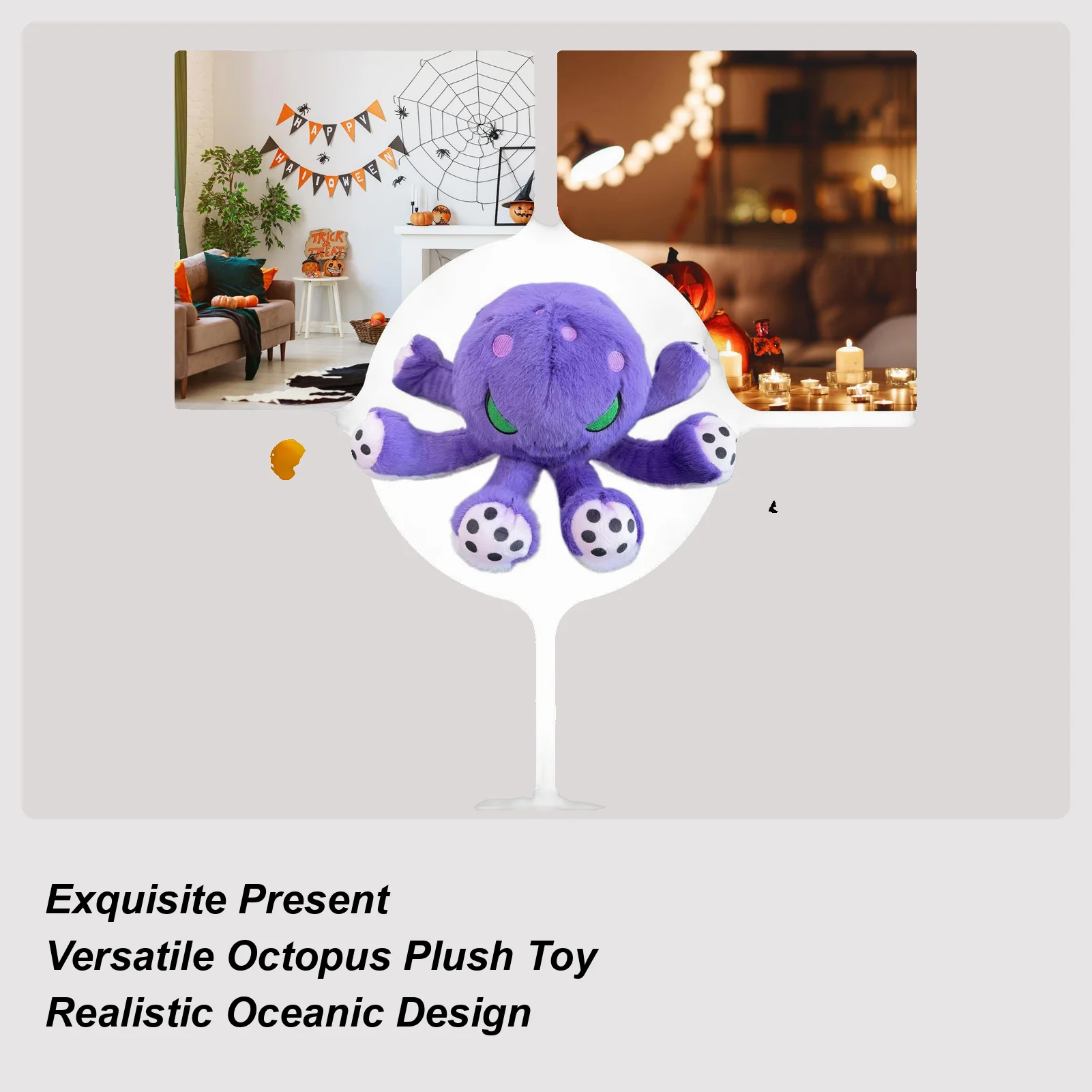 Cartoon Octopus Plush Doll Emotional Soothing Companion Stuffed Cartoon Doll Realistic Tabletop Sea Animal Octopus Plush Toy For