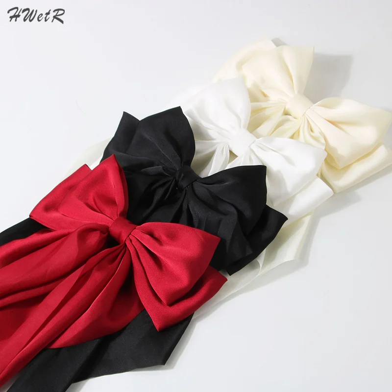 Black Bow Hairpin Oversize Ribbon Big Hair Clip And Clips Long Satin Ribbon Hairclip Women Wedding Party Hair Accessories