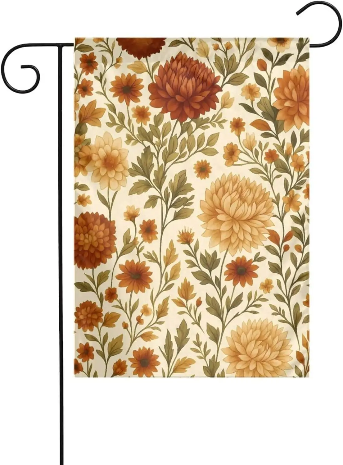 Vintage Chrysanthemums & Leaves Garden Flag 12x18 Inch Farmhouse Yard Outdoor Flag Seasonal Outdoor Decor Double Sided 1 AAS