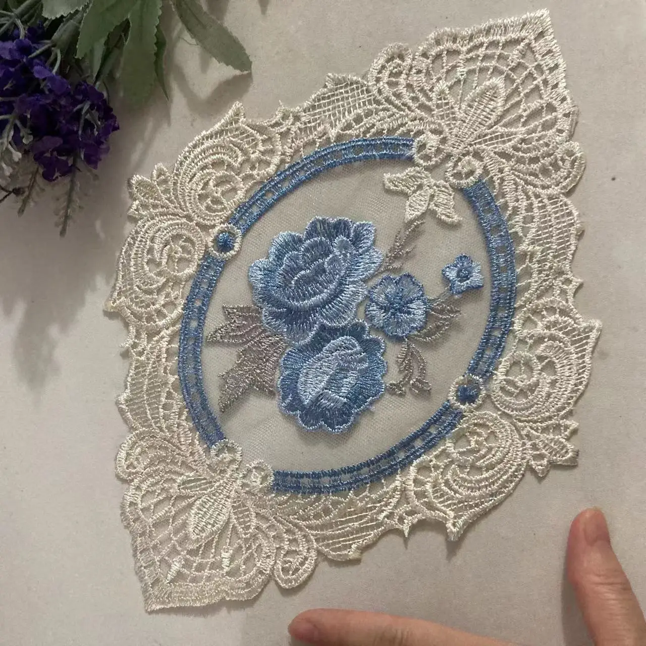 2 pcs Embroidered Flower Mesh Lace Ribbon Applique Trims for Covers Curtain Home Textiles Sewing Strip Ribbon Lace Fabric 26.5cm