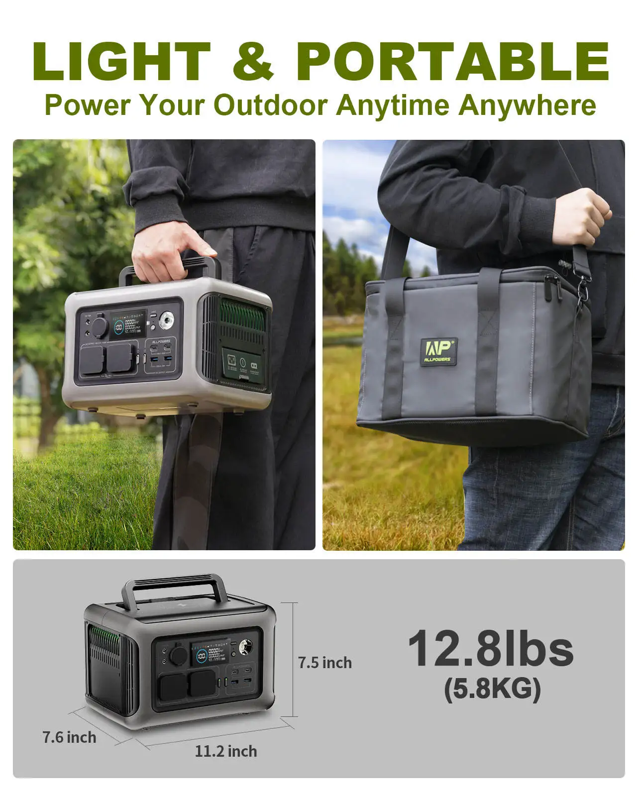 ALLPOWERS R600 Rechargeable Backup Power Lifepo4 Battery Emergency Solar Generator 600W Portable Power Station