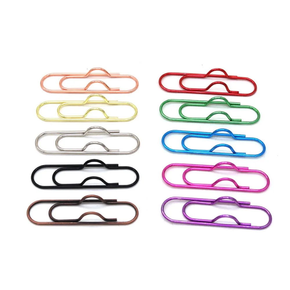 10pcs Stationery Colorful Pen Holder Document Clips Paper Fix Clips Paper Clips Photo Memo Ticket Clip Bookmarks Journal