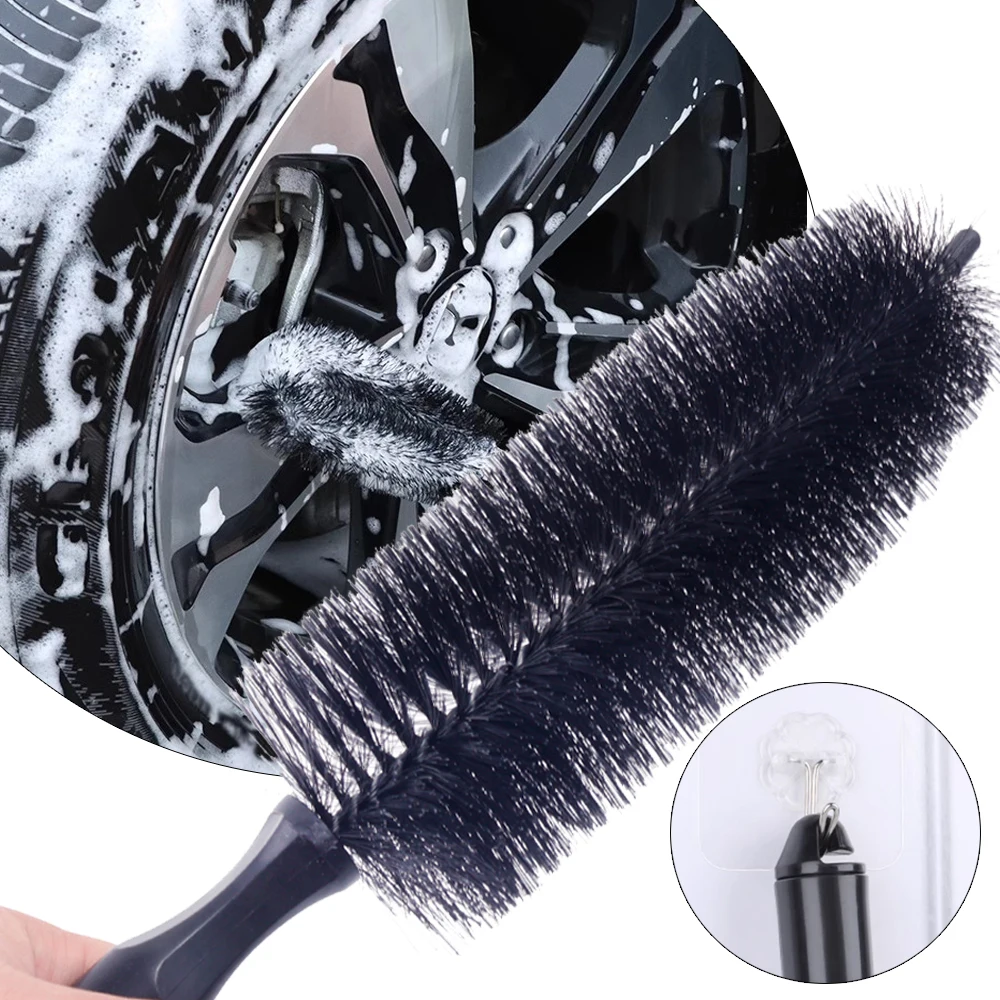 

1PC Car Wheel Cleaning Brush Long Handle Black Red Car Wheel Rim Hub Cleaning Brush Tire Detail Brush Auto Motorcycle Wash Tools