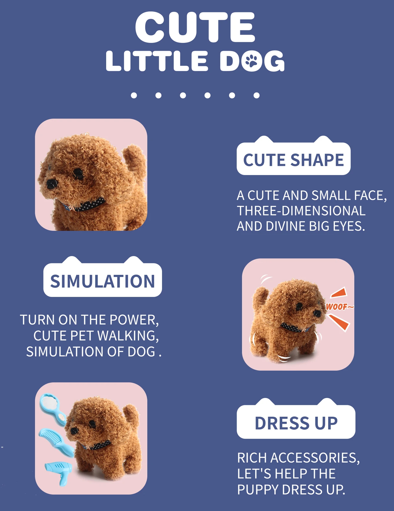 Knuffel Puppy / Bunny Elektronisch interactief speelgoed - Lopen, blaffen, kwispelende staart, metgezeldieren voor kinderen en peuters.