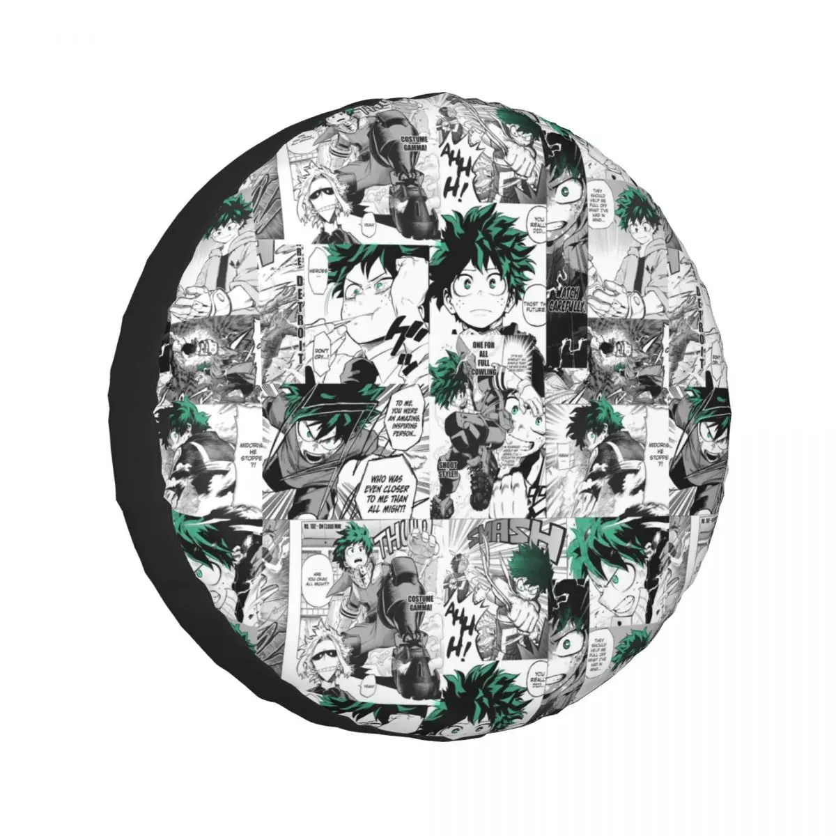 

Custom My Hero Academia Deku Manga Collage Spare Tire Cover for Car Pajero 4x4 Wheel Protector Covers 14" 15" 16" 17" Inch