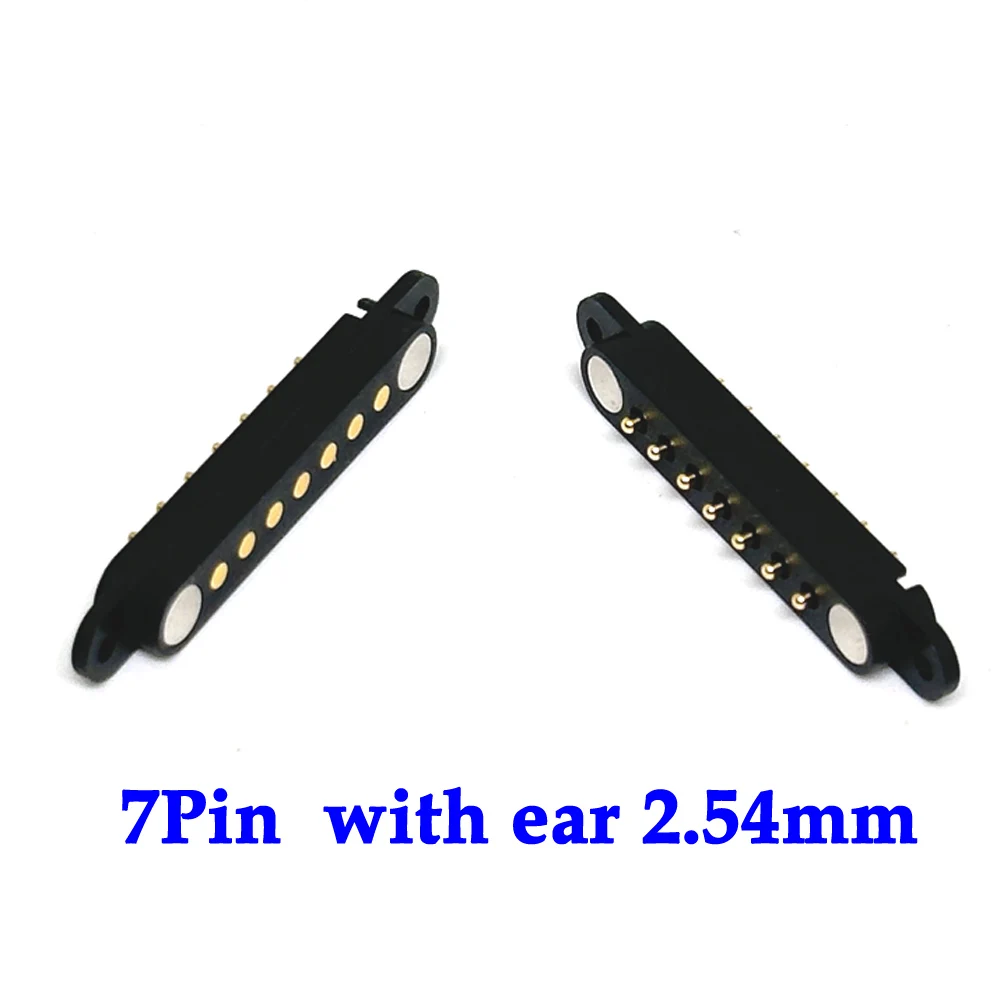 

1Pair Spring Loaded Connector Pogo Pin 7Pin with ear 2.54mm Pitch PCB Vertical With Plug-in Panel Mount Single Row Strip