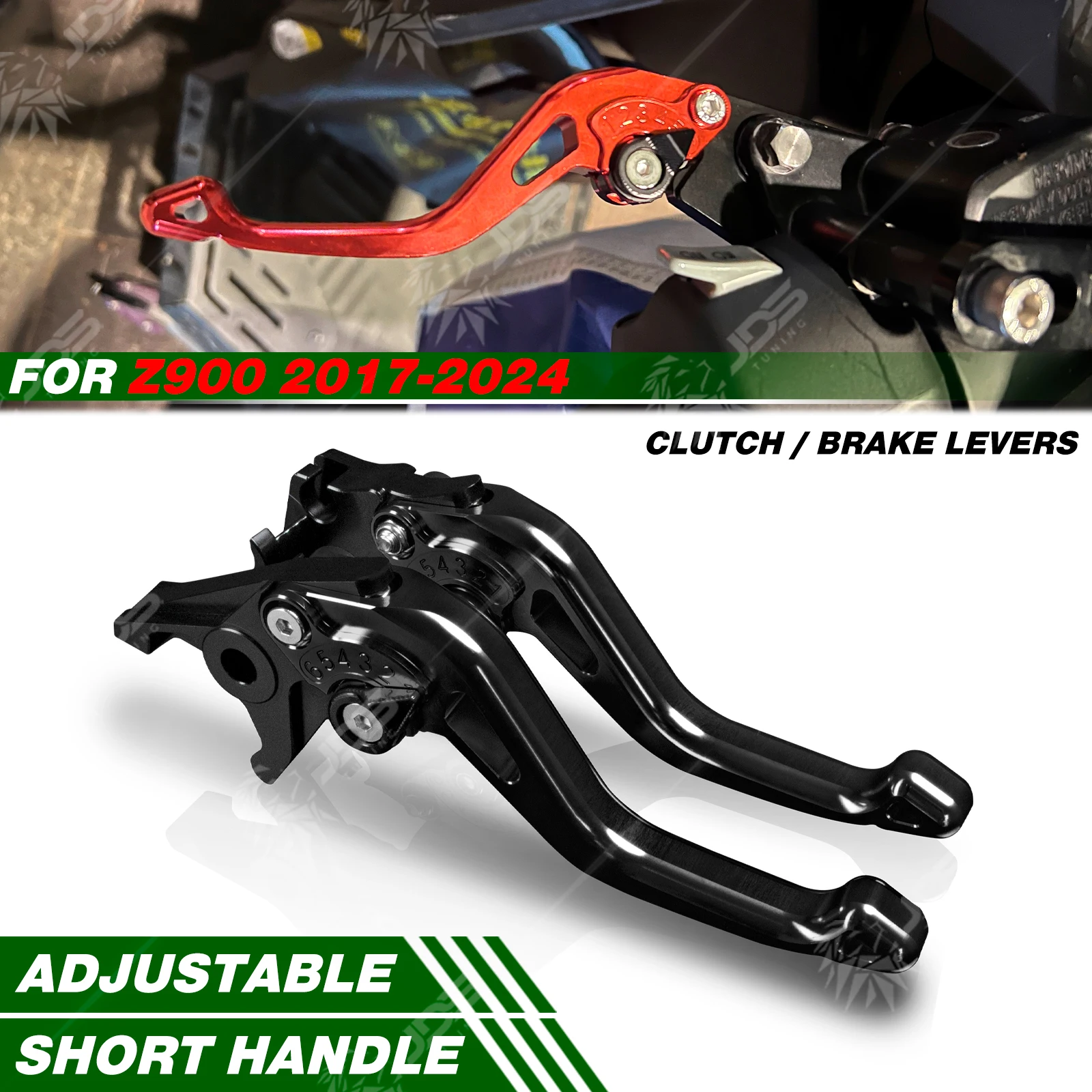 For Kawasaki Z900 2017-2024 Racing Short Brake Lever Set Adjustable Handle Levers Three-Fingers Motorcycle Accessories Parts