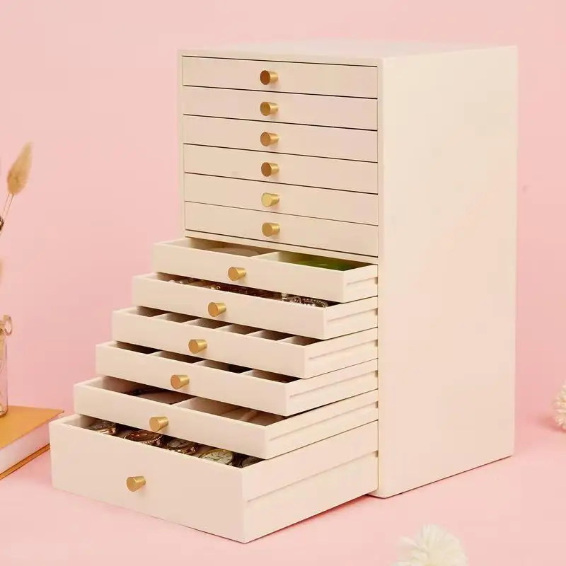 12-layer jewelry box Wooden lacquer cabinet multi-layer large capacity simple jewelry box earrings desktop storage box