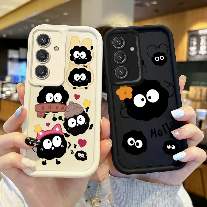 

Cute Small Coal Ball Cartoon Phone Case for Samsung Galaxy S24 S23 S22 S21 Ultra Plus S23 S21 S20 Silicone Shockproof Back Cover