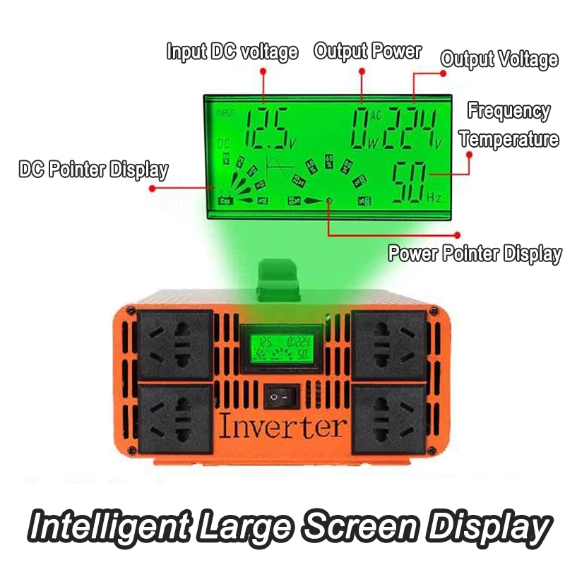 Imagem -03 - Inversor de Onda Senoidal Pura Portátil Poder 12v72v para Conversor de 110v 220v Inversores Solares para Carros Fora da Rede rv Portátil 2600w 5400w