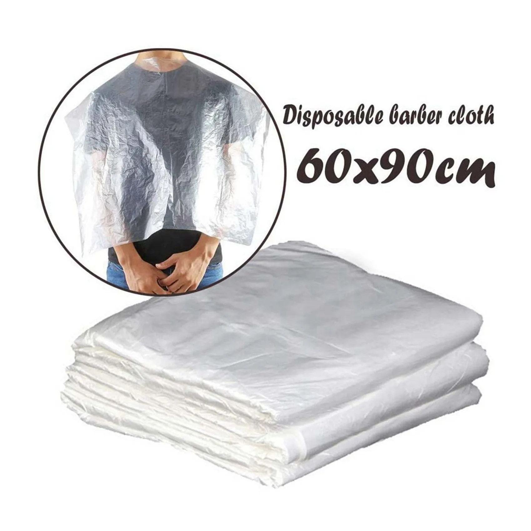 

A49Z 200Pcs PE Apron Disposable Long Barber Wai Cloth Perm Hair Salon Haircut Wai Hairdressing Cape Shawl 60X90cm