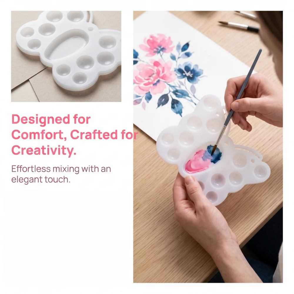 1/8/16Pcs Butterfly Shape Plastic Paint Palette – Multi-Well Mixing Tray for Watercolor, Acrylic & Oil Painting