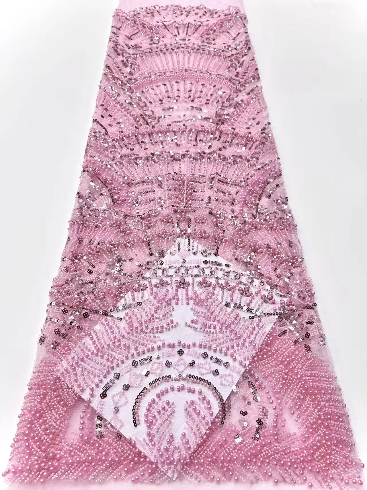 Orangefarbener Perlen-Spitzenstoff, afrikanischer Tüll-Spitzenstoff, 2025, französischer Stickerei-Spitzenstoff für Hochzeit, Party, Nähmaterial CC1732