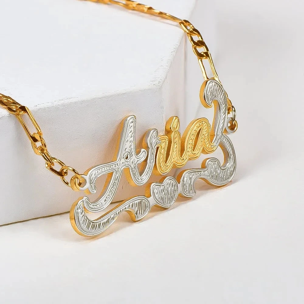 Customized Name Bangles Heart Nameplate Cuban Chain Personalized Custom Name Stainless Steel Gold Bracelets For Women jewelry
