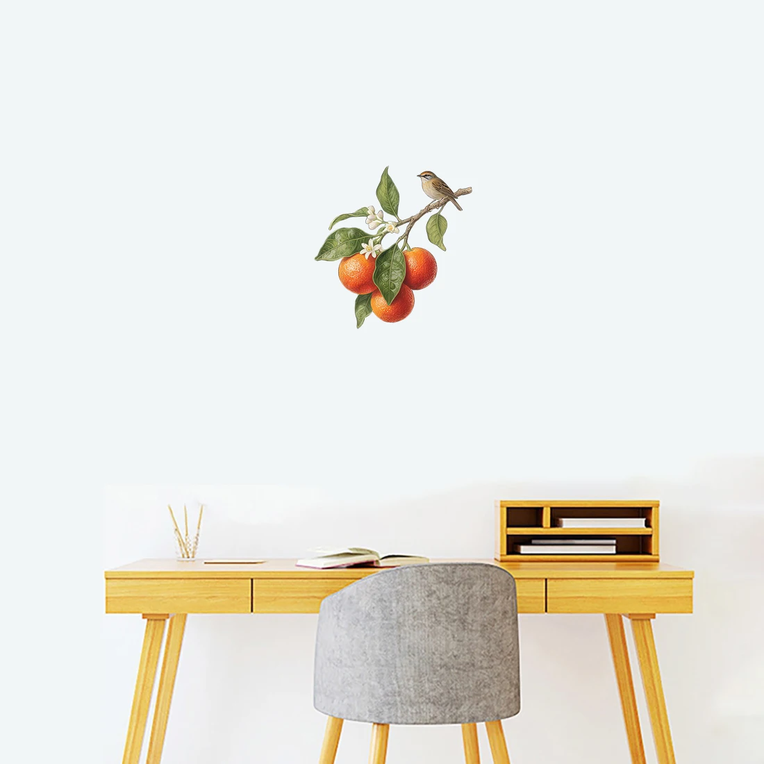 Three Ratels CFN131 Fresh Orange Branch Art Wall Stickers for Home Decoration Shop Window decals