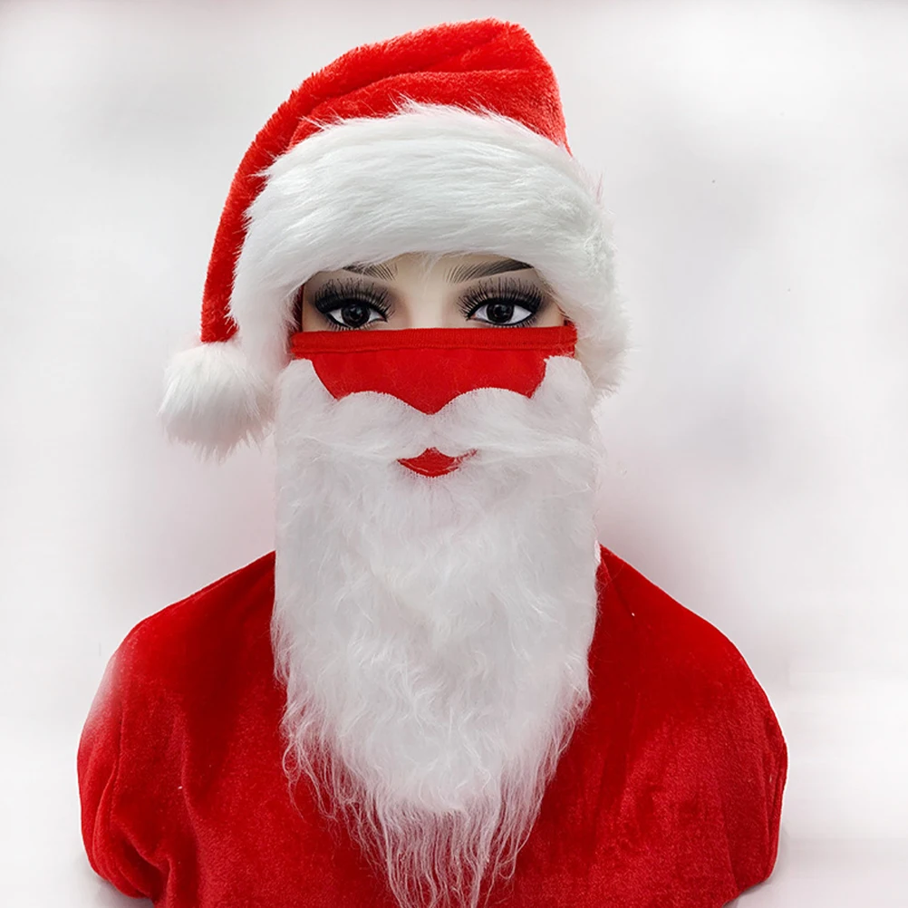 

1 set Funny Christmas Hat Eyebrow Set Red Cloth Fake Beards Santas Costumes Claus Accessories Props Parties Cosplay Toys