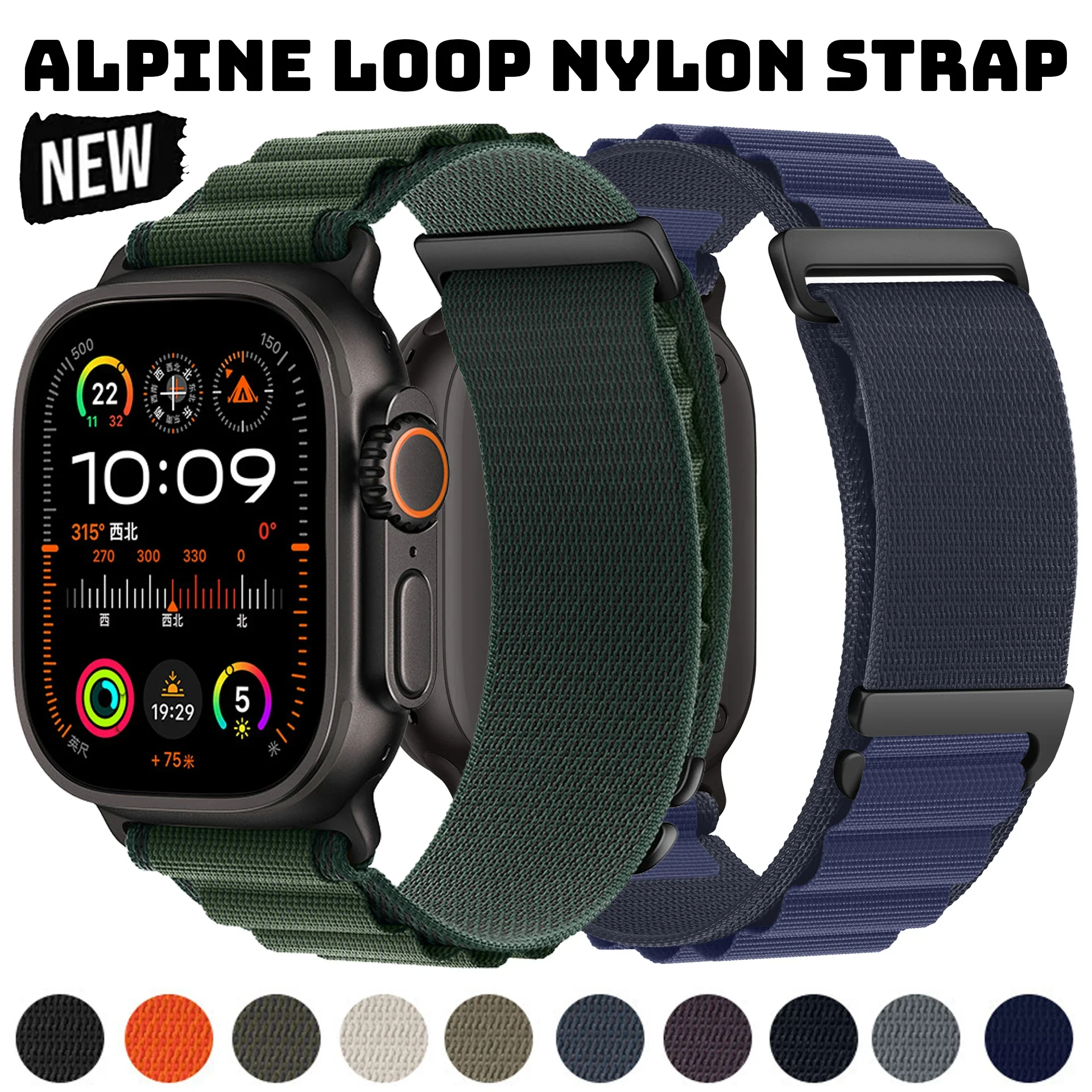 

Alpine Loop Strap For Apple Watch Ultra Band 49mm 46mm 45mm 44mm 41mm C-Clasp Nylon Wristband For iWatch Series10 42mm 9 8 7 6 5