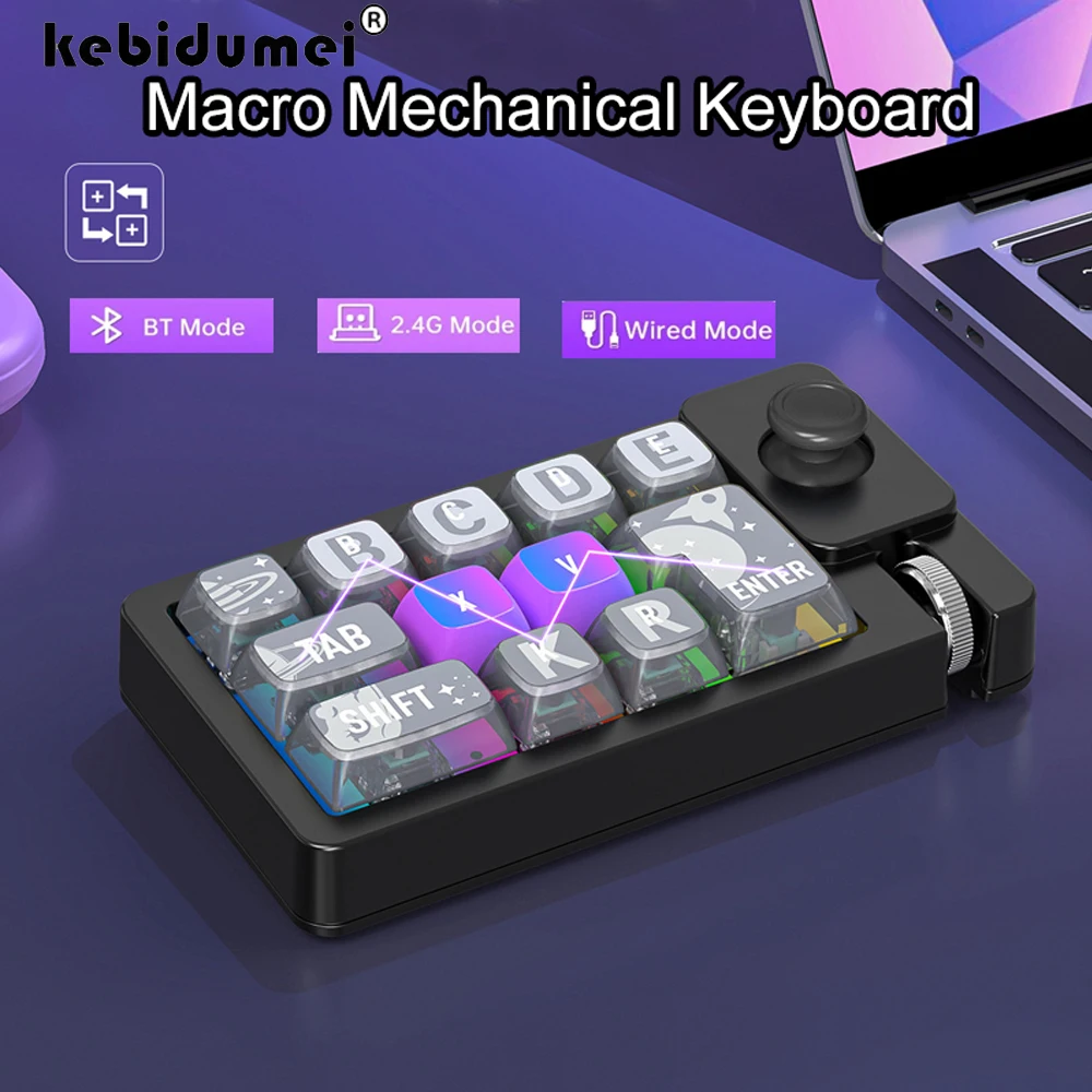 Tastiera meccanica macro programmabile a 12 tasti Tastiera wireless Bluetooth tri-modale Mini tastiera da gioco con luce RGB per PC portatile