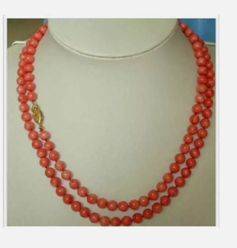 

35 inch NEW SOUTH SEA GENUINE AAA 6MM RED CORAL NECKLACE 14K GOLD CLASP