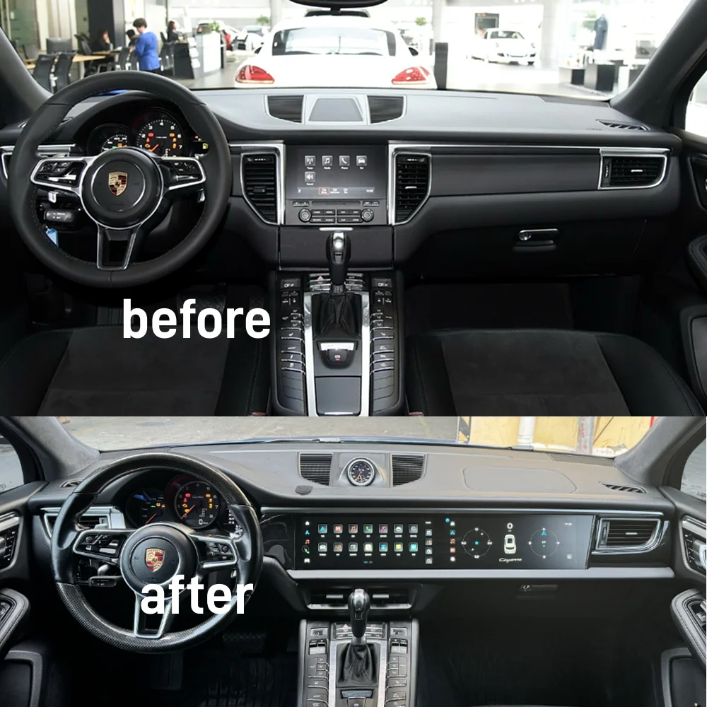 Dual12.3 Inch Android Car Navigation for Porsche Macan 2014‑2016 PCM3.1 Dual Screen Interactive,4G WiFi Bluetooth, Carplay