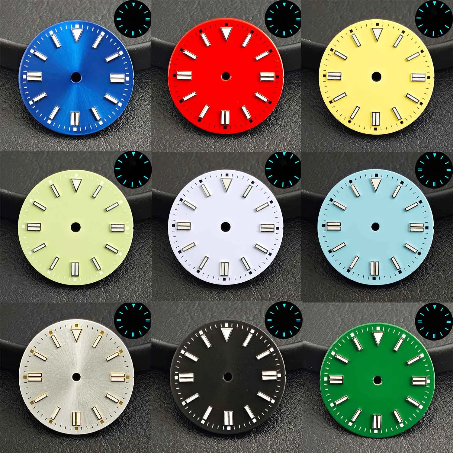 Fit for NH35/Miyota 8215/ETA 2836 Movement Single Calendar Blue-Green Luminous Dial 28.5mm Suitable for Watch Replacement Parts