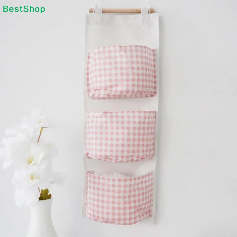 1Pc Canvas Wall Mounted Storage Bag Rack Multifunctional Bedroom Storage For Books Jewelry Miscellaneous Items