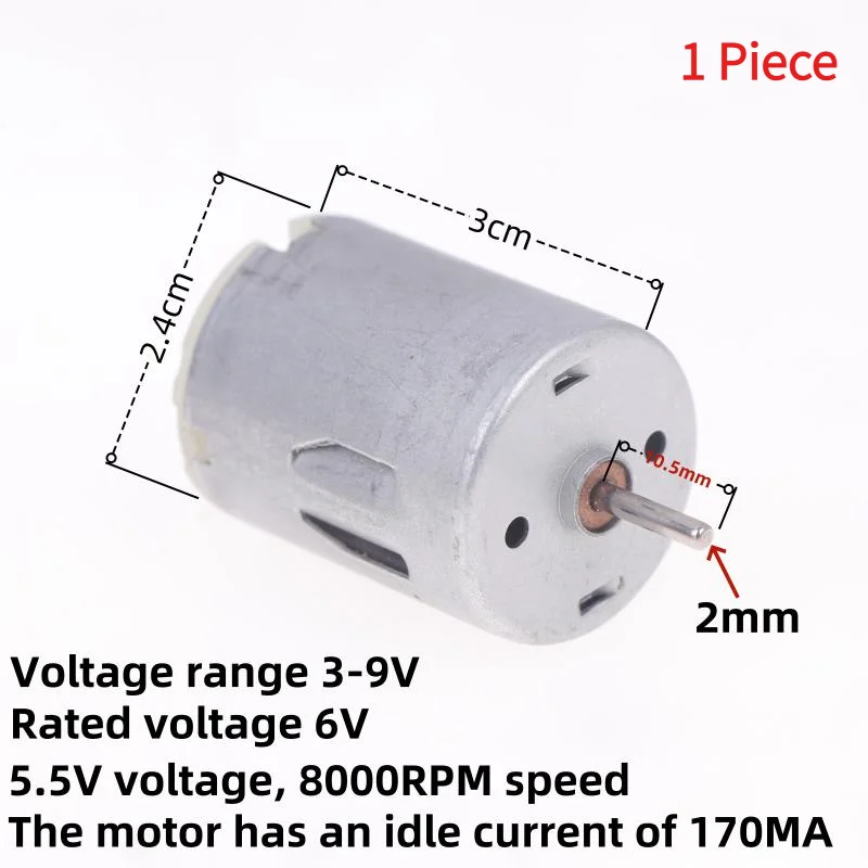 1 Piece DC 3V-9V High Speed Carbon Brush Mini 24mm Electric Motor DIY Hobby Toy Car Boat Model Micro R280 Motor.
