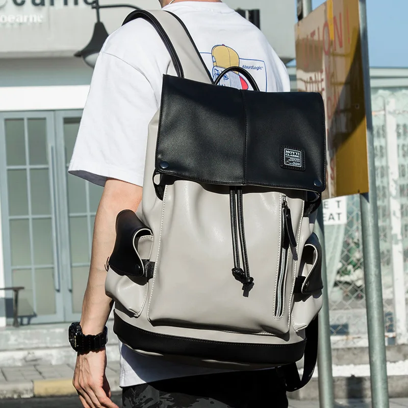 

Drawstring Man Laptop Bag Free Shipping Fashion Backpacks for Men Large Capacity Travel Bag Leather Man School Bag Male Backpack